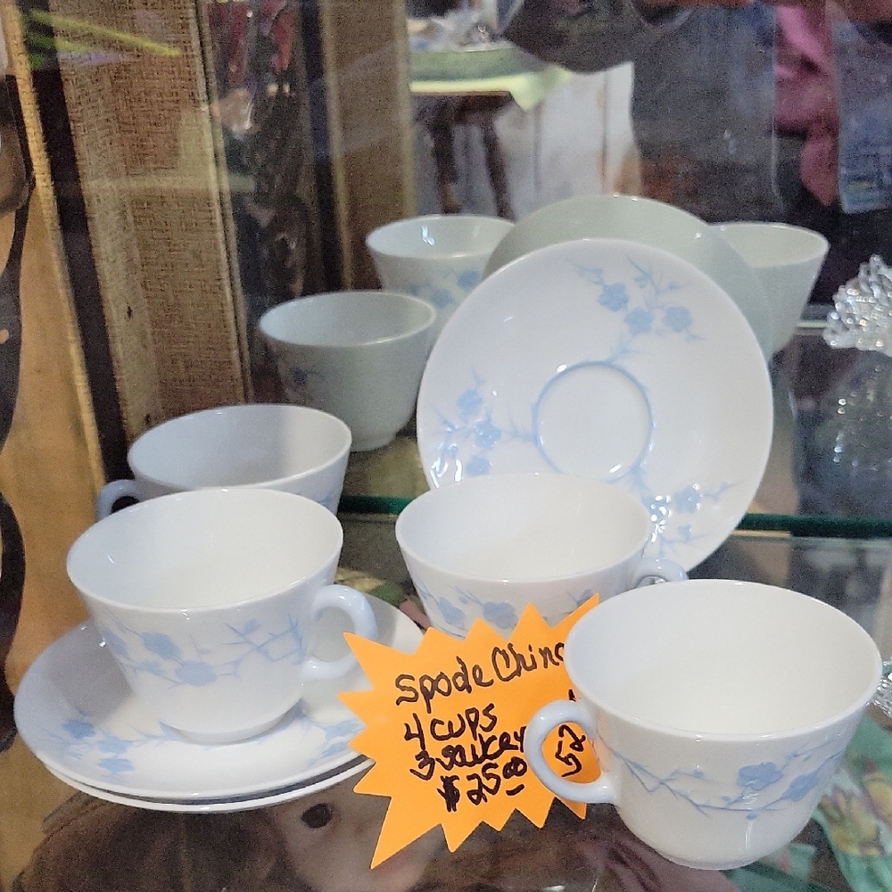 Spode White and Blue Floral Cup and Saucer Set